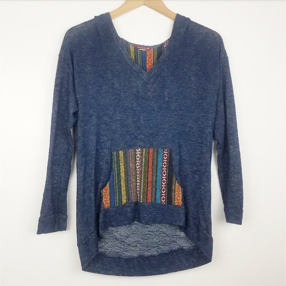 Silver Gate | Blue Burn Out Hoodie with Embroidery